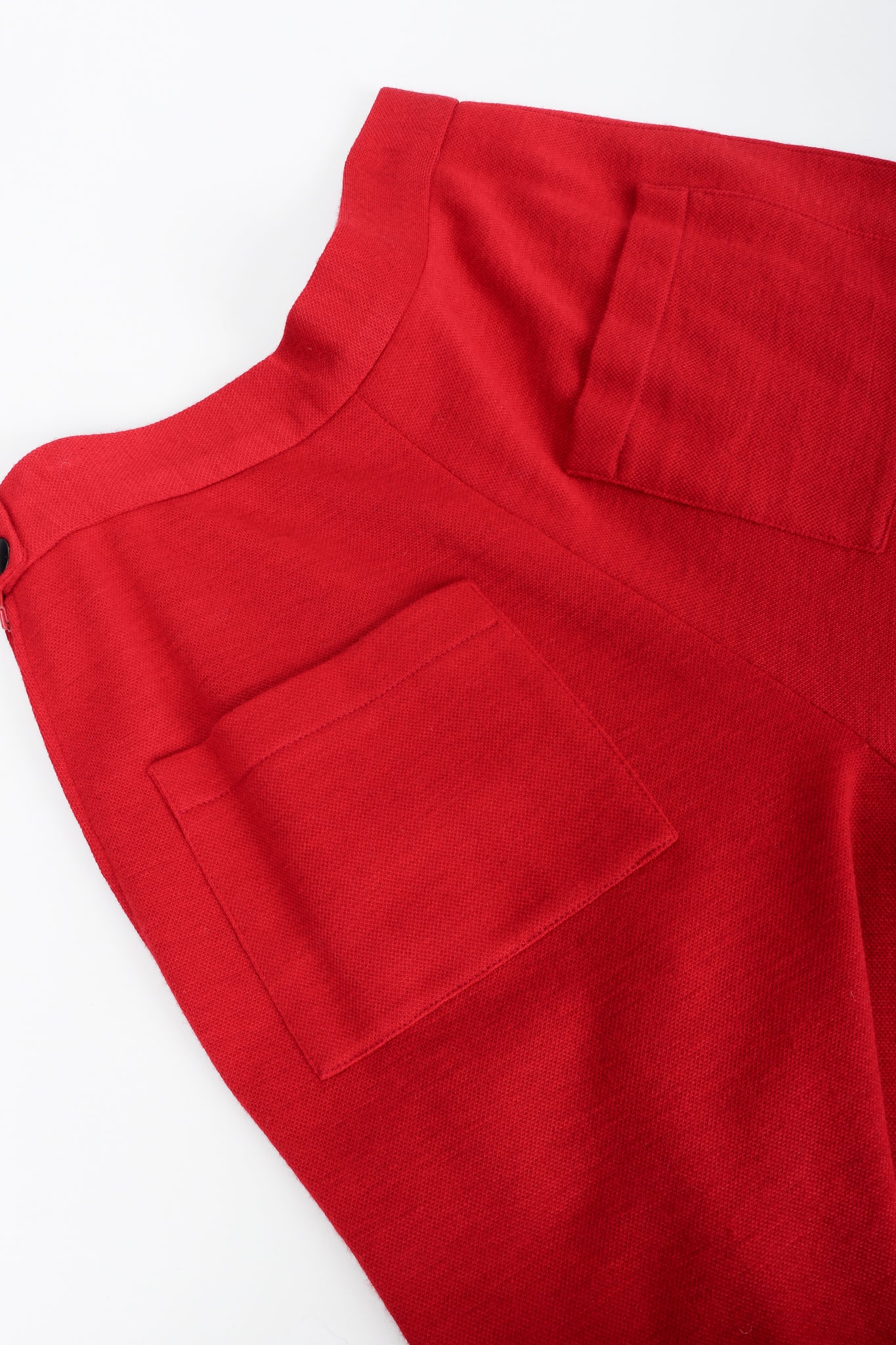 Vintage Sonia Rykiel Red Knit Pant Set pocket Detail at Recess