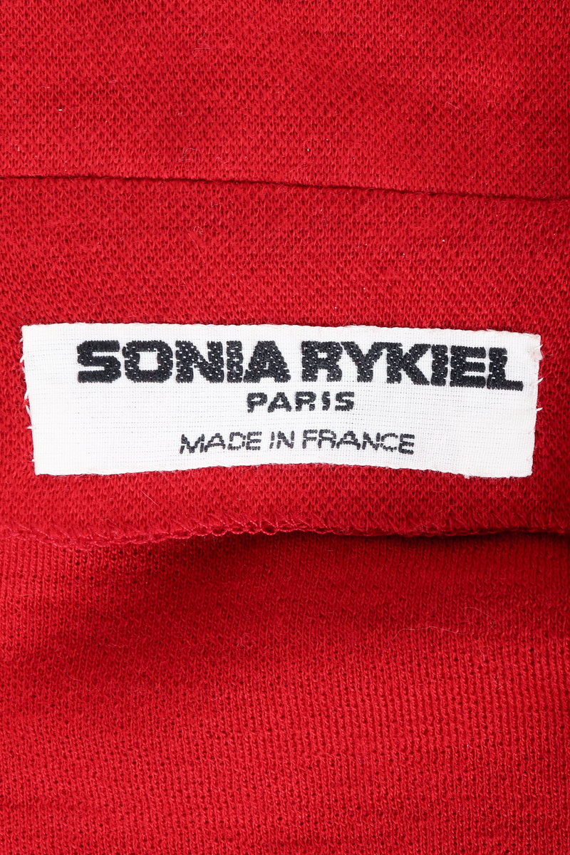 Vintage Sonia Rykiel Red Knit Cape Coat label on red