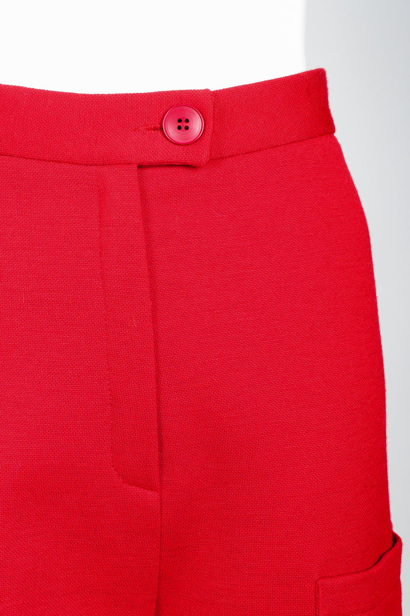 Vintage Sonia Rykiel Red Knit Bermuda Walking Shorts on mannequin Waistband detail at Recess