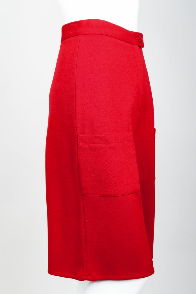 Vintage Sonia Rykiel Red Knit Bermuda Walking Shorts on mannequin Side at Recess