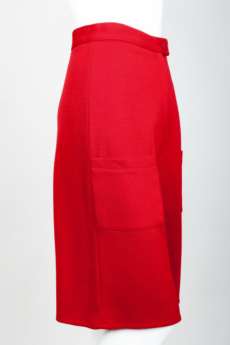 Vintage Sonia Rykiel Red Knit Bermuda Walking Shorts on mannequin Side at Recess
