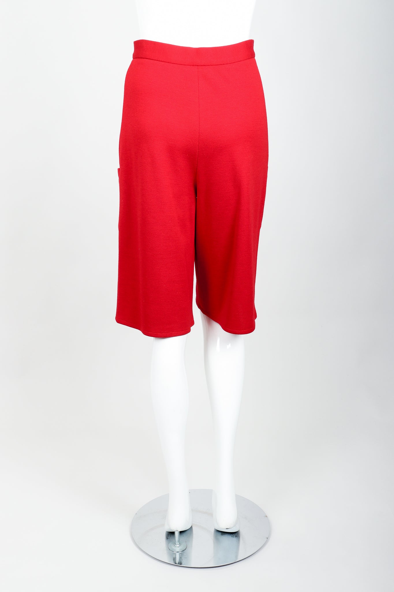 Vintage Sonia Rykiel Red Knit Bermuda Walking Shorts on mannequin Back at Recess