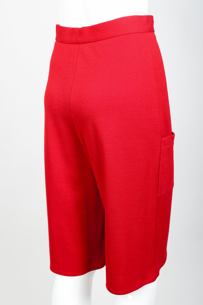 Vintage Sonia Rykiel Red Knit Bermuda Walking Shorts on mannequin rear angle at Recess