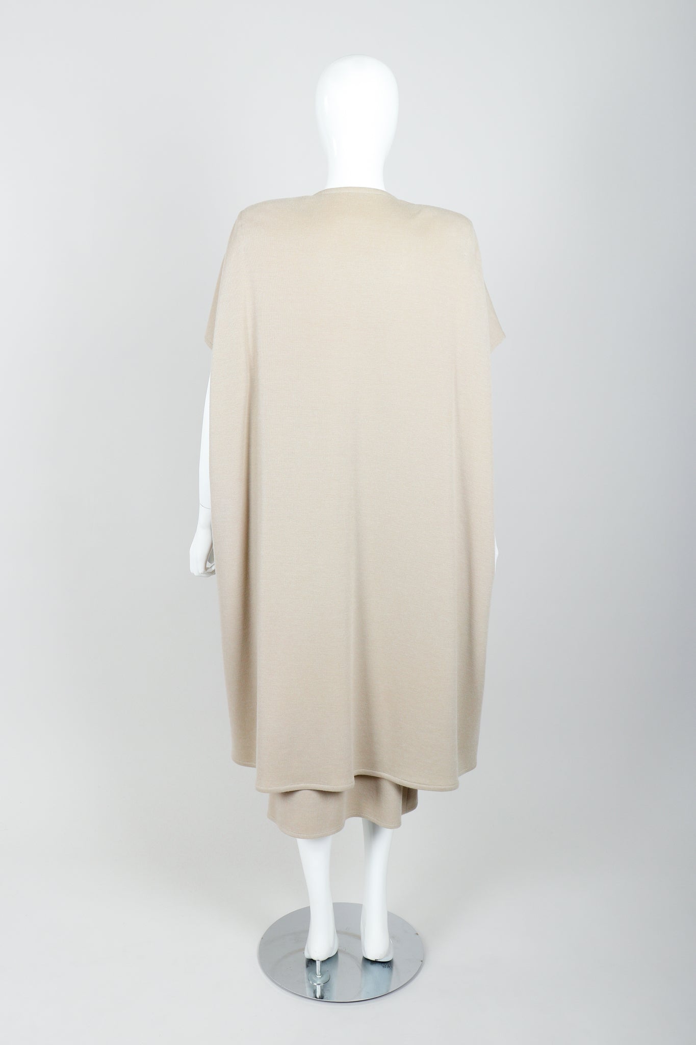 Vintage Sonia Rykiel Sand Beige Knit Cape & Skirt Set on Mannequin back at Recess