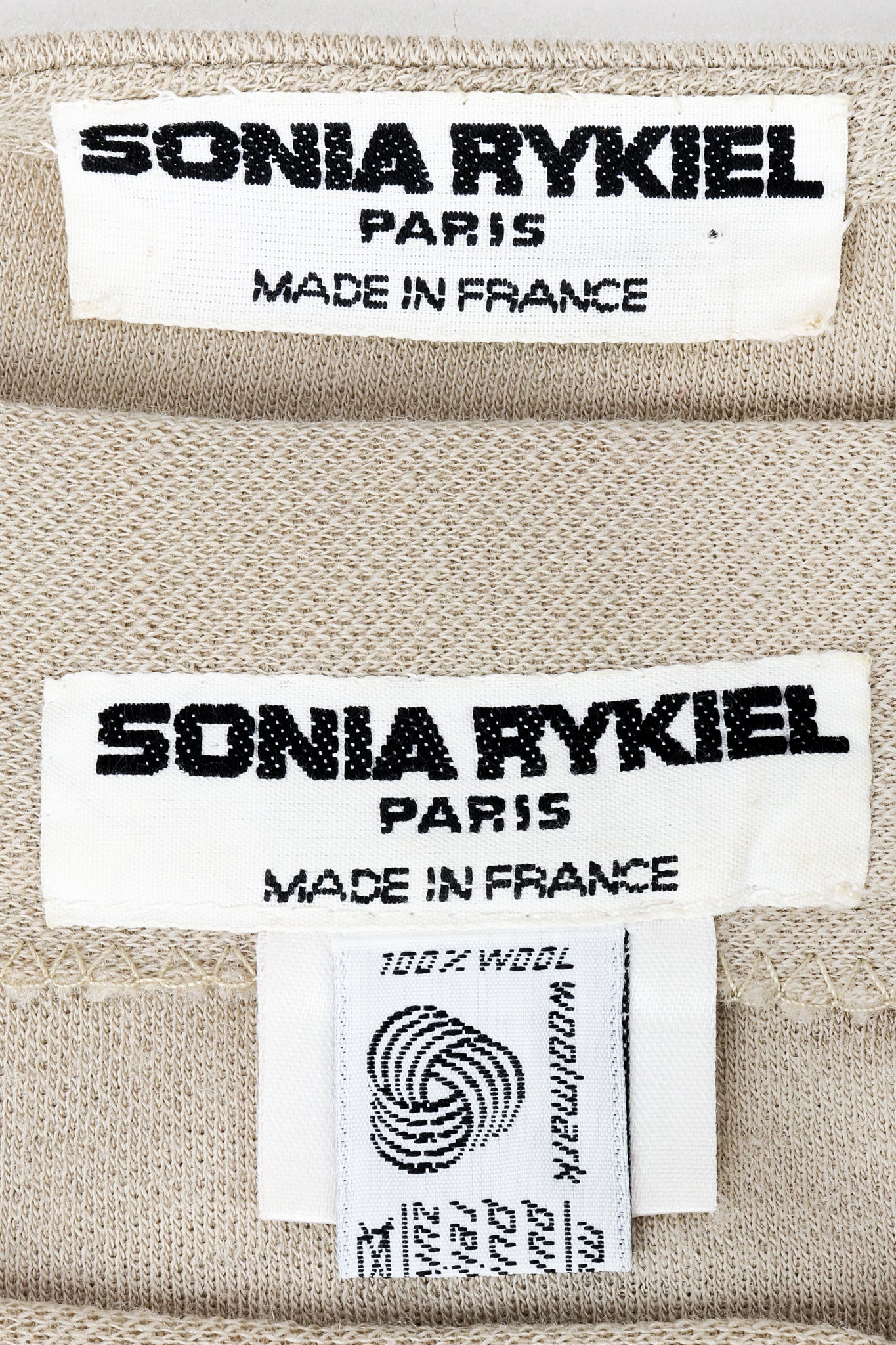 Vintage Sonia Rykiel labels on beige