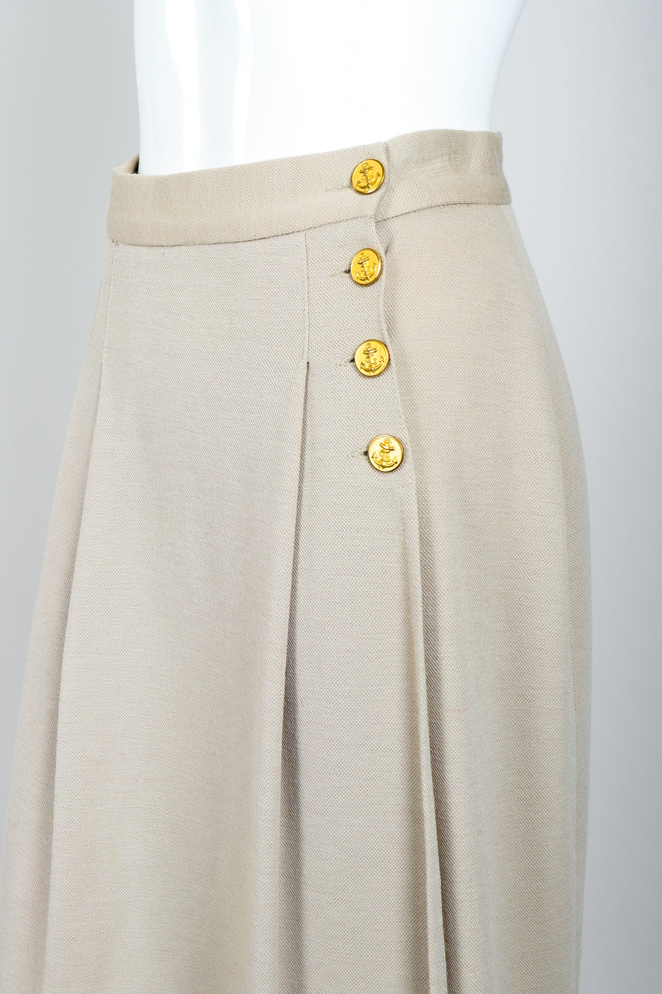 Vintage Sonia Rykiel Sand Beige Knit Skirt waistline detail