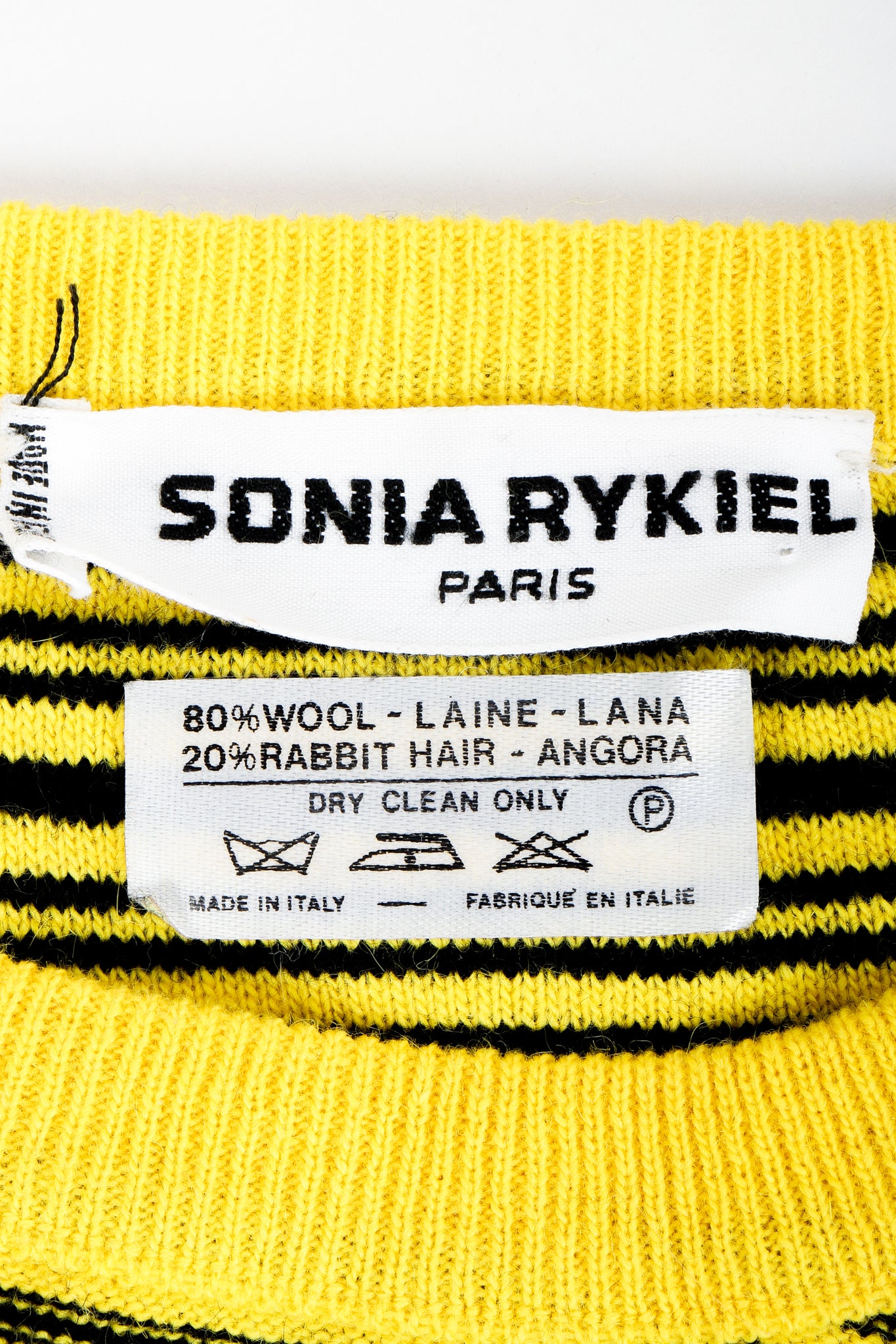Vintage Sonia Rykiel label on yellow stripe