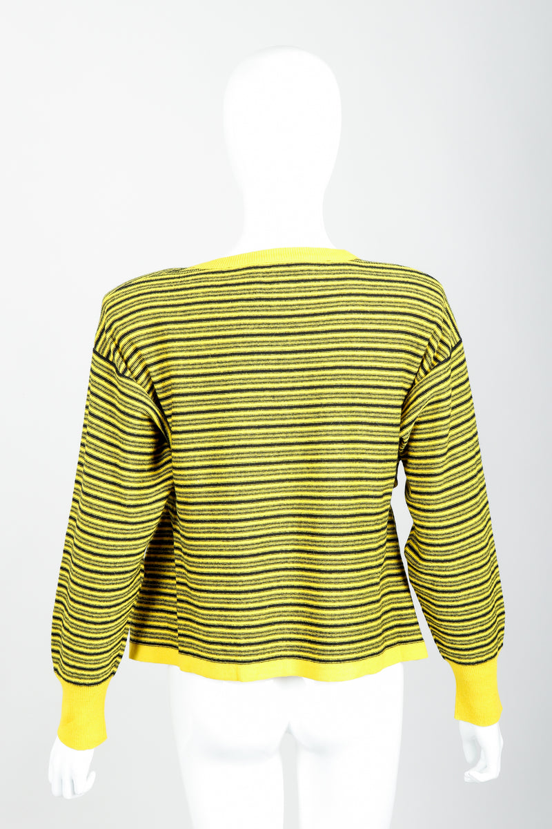 Vintage Sonia Rykiel Yellow Stripe Knit Boxy Sweater on Mannequin Back at Recess