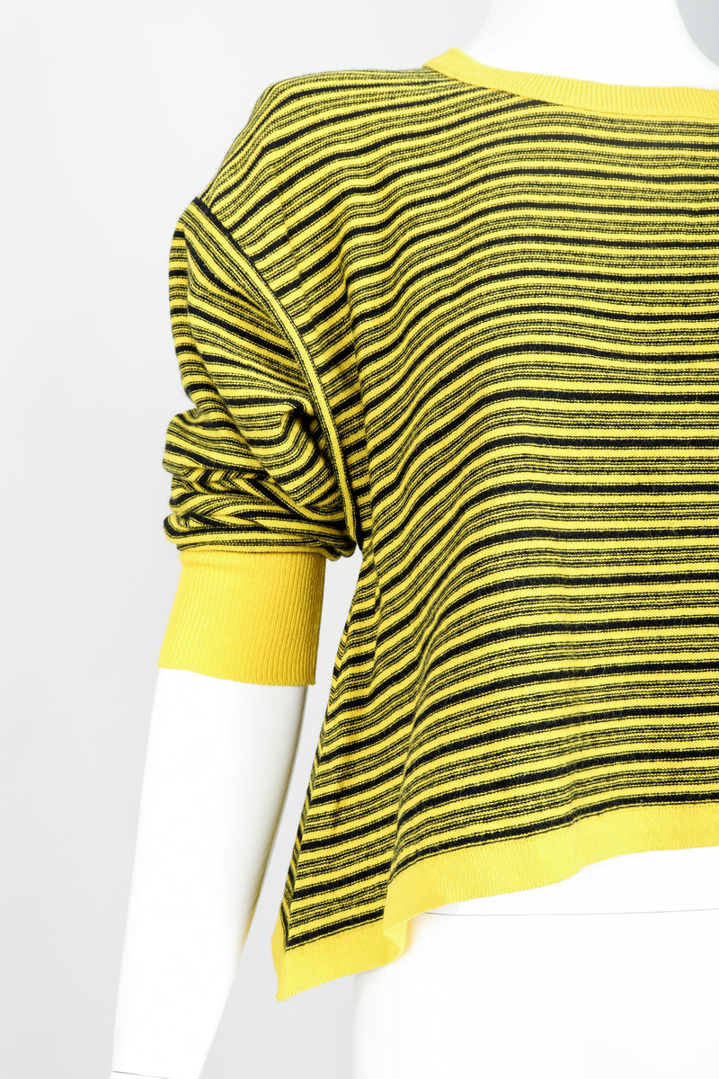 Vintage Sonia Rykiel Yellow Stripe Knit Boxy Sweater on Mannequin Hem Detail at Recess