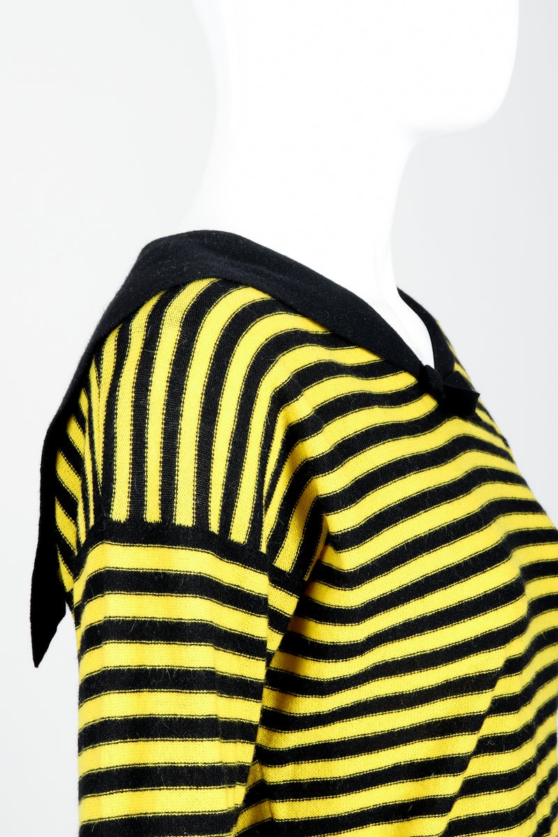 Vintage Sonia Rykiel Yellow Stripe Knit Sailor Sweater on mannequin side crop at Recess