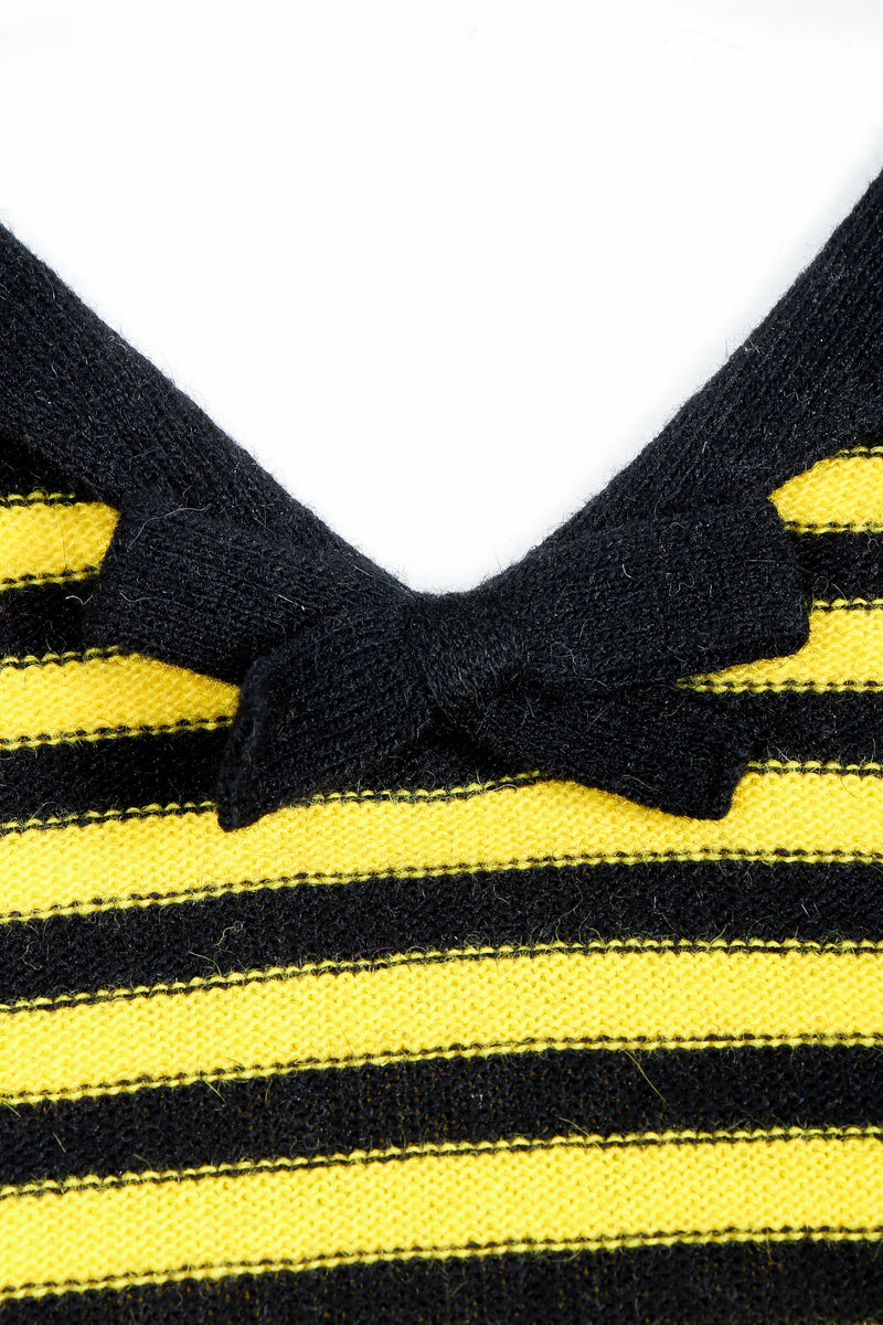 Vintage Sonia Rykiel Yellow Stripe Knit Sailor Sweater on mannequin bow detail at Recess