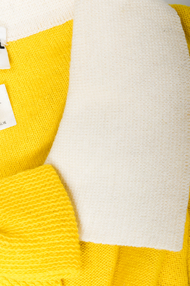 Vintage Sonia Rykiel Yellow Bow Collared Swing Sweater Collar discoloration