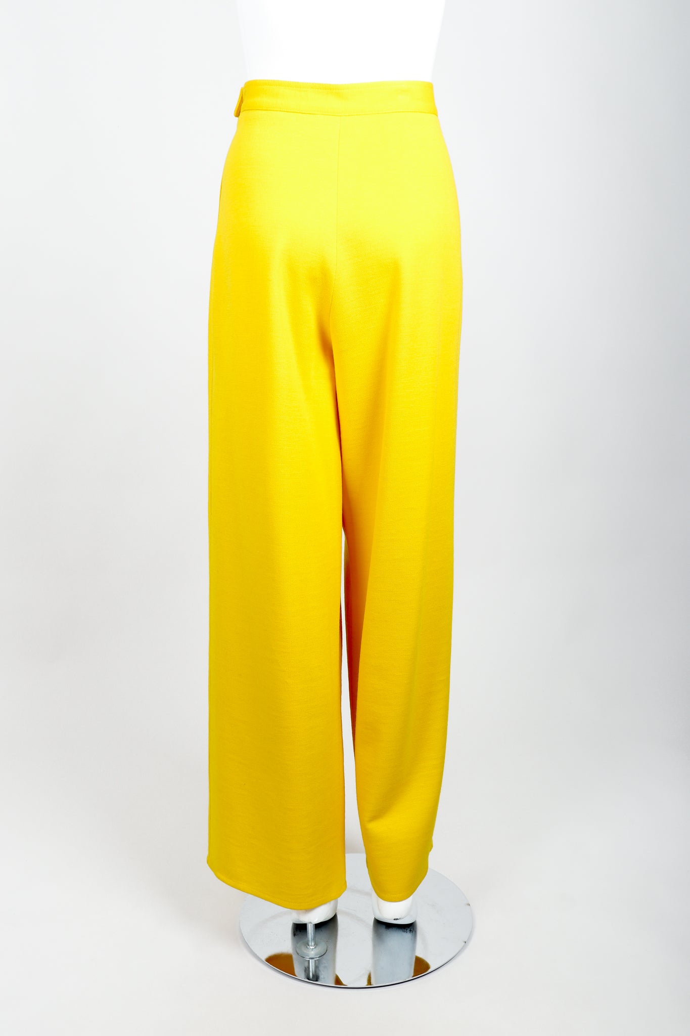 Vintage Sonia Rykiel Yellow Knit Gathered Pant on mannequin back at Recess