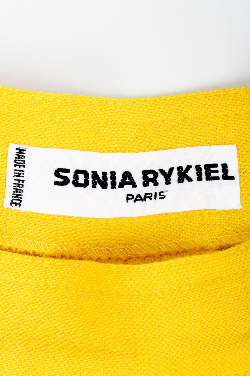 Vintage Sonia Rykiel label on yellow fabric