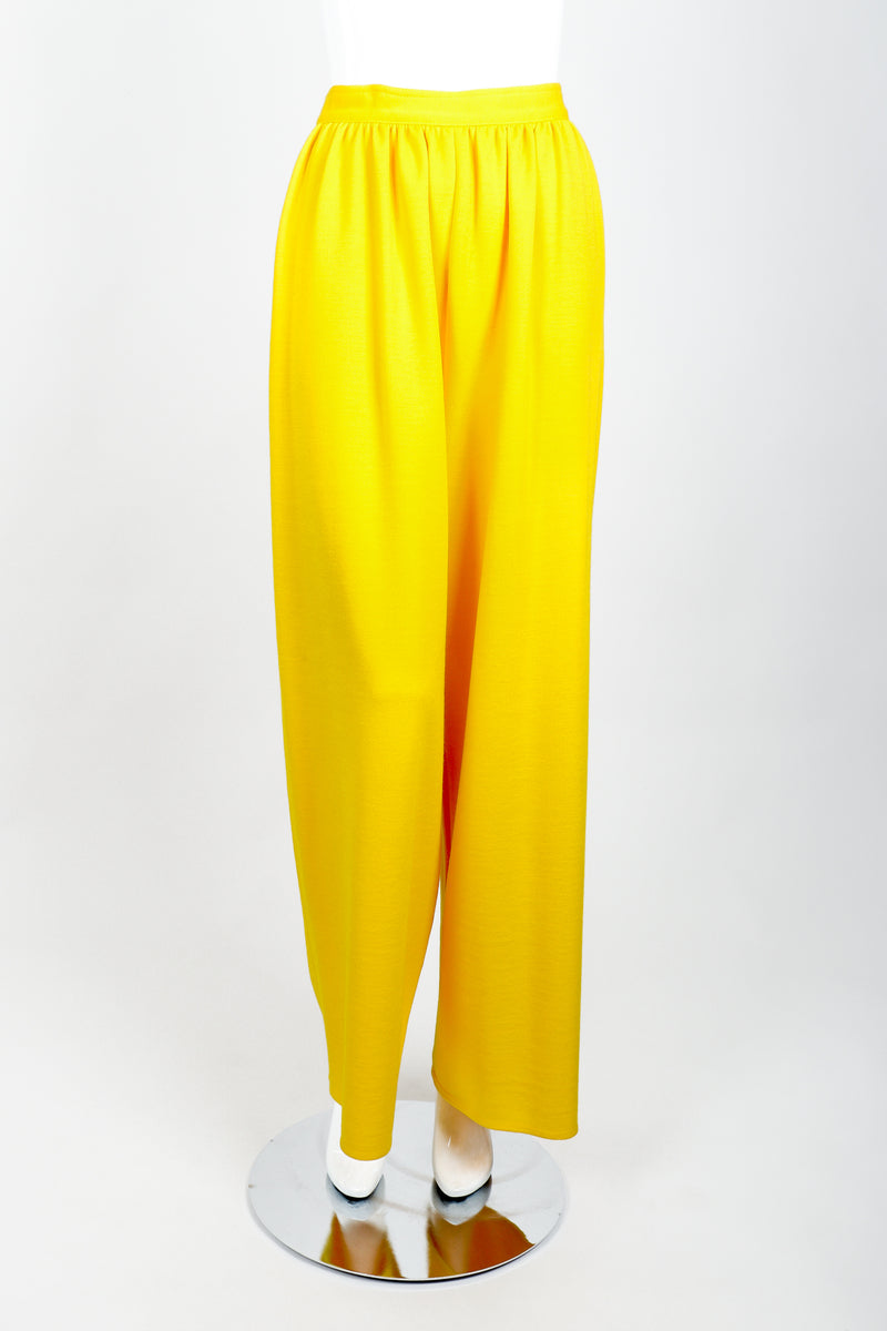 Vintage Sonia Rykiel Yellow Knit Gathered Pant on mannequin Front at Recess