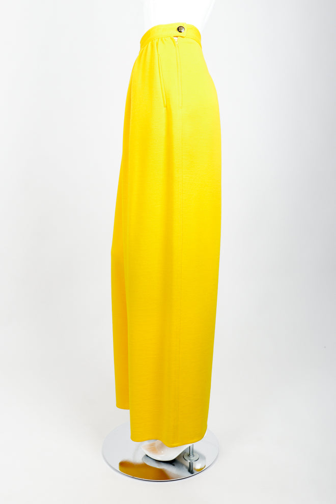 Vintage Sonia Rykiel Yellow Knit Gathered Pant on mannequin side at Recess