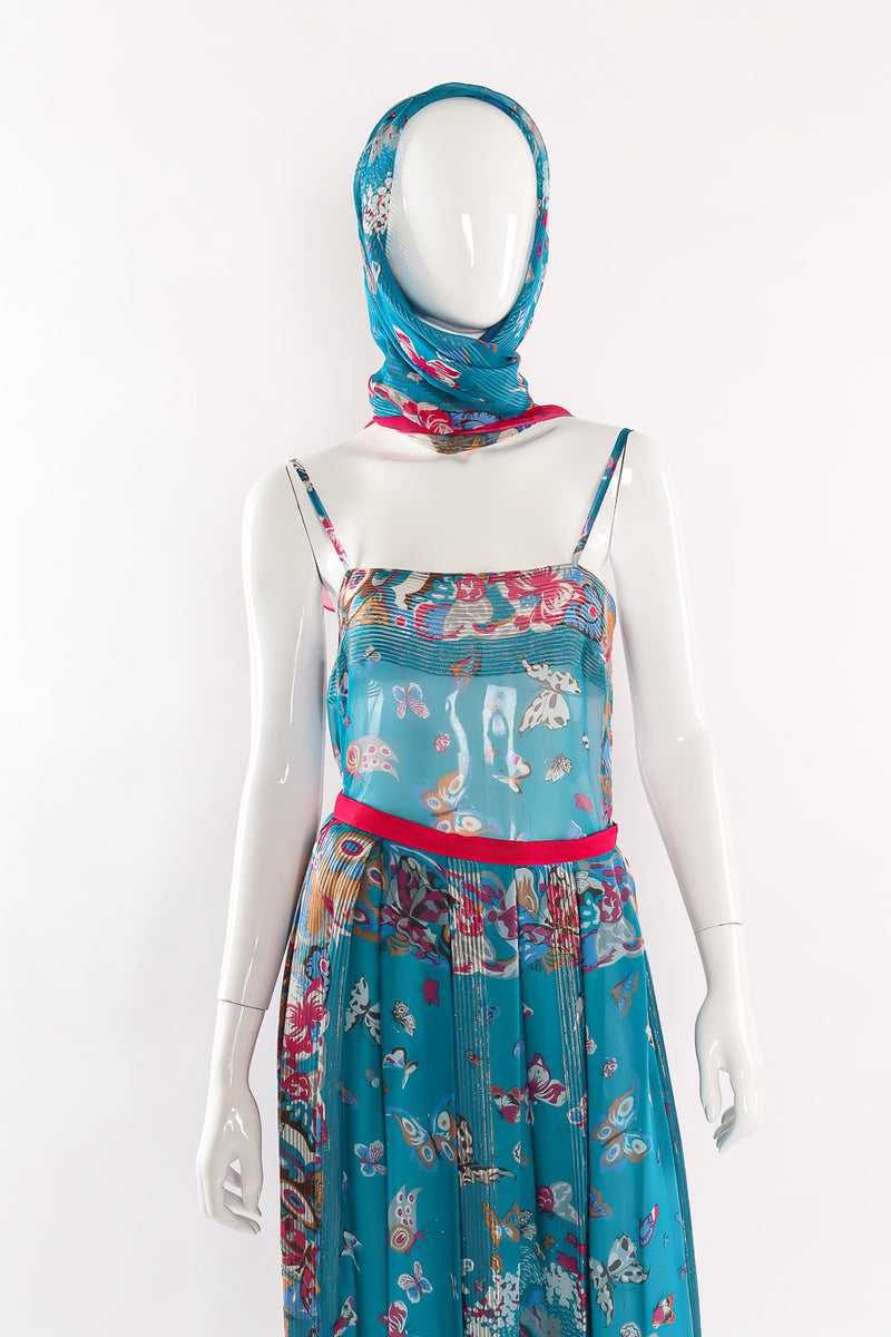 Whimsical Butterfly Printed Top, Skirt and Scarf by Soo Yung Lee mannequin scarf wrap @recessla