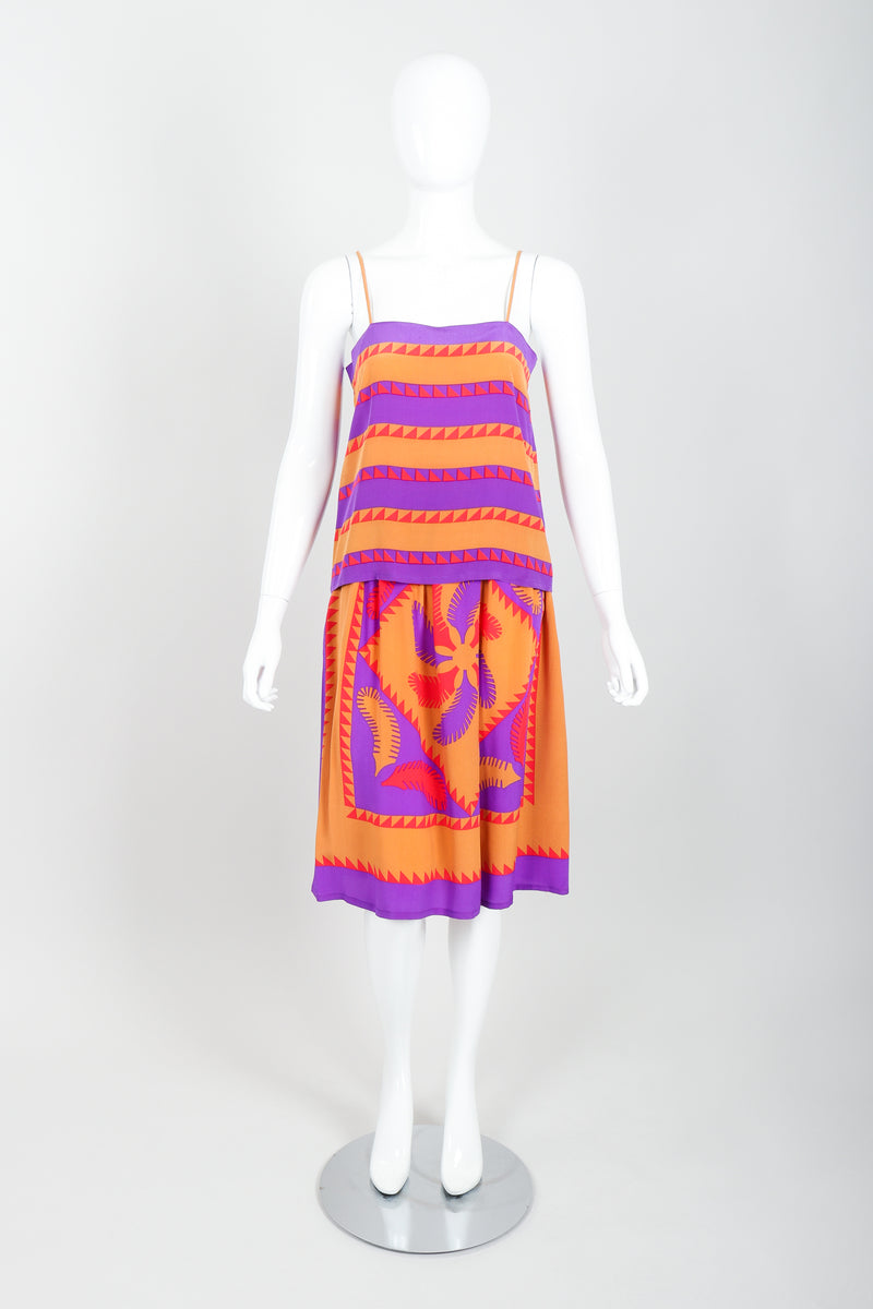 Vintage Soo Yung Lee Santa Fe Stripe Skirt Cami Outfit on Mannequin front at Recess