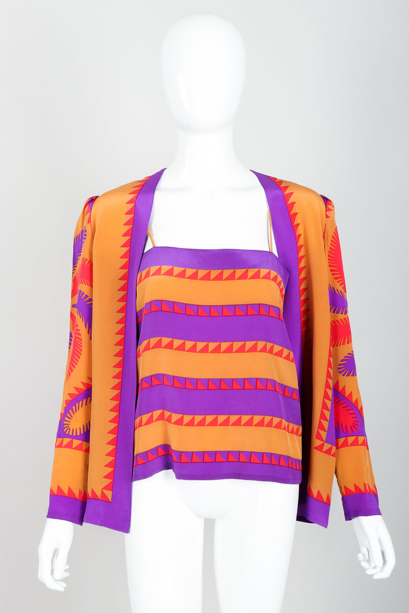 Vintage Soo Yung Lee Santa Fe Stripe Cami Jacket Outfit on Mannequin front at Recess
