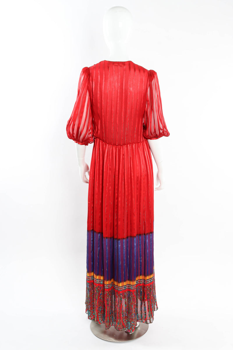Vintage Soo Yung Lee Silk Column Stripe Maxi Dress mannequin back @ Recess LA
