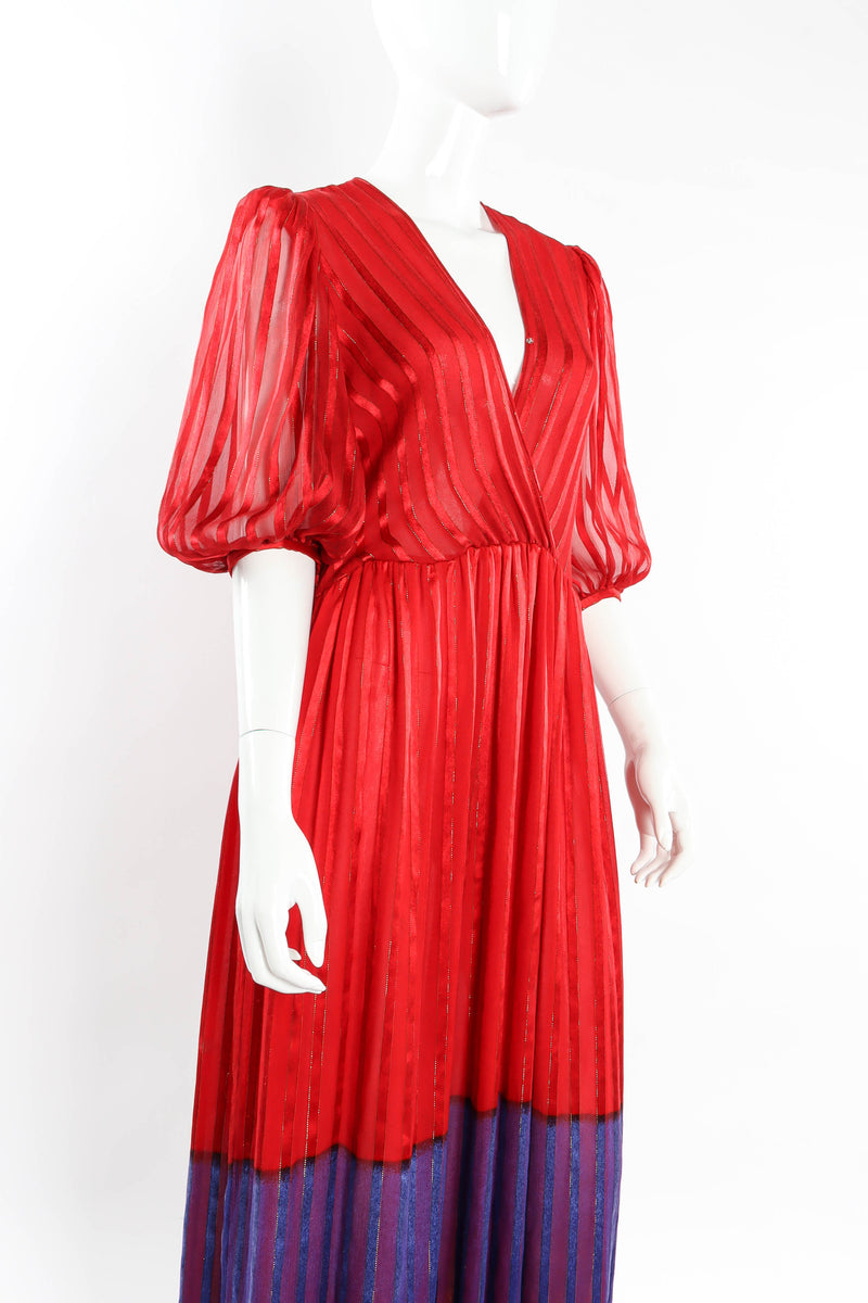 Vintage Soo Yung Lee Silk Column Stripe Maxi Dress mannequin angle close up @ Recess LA