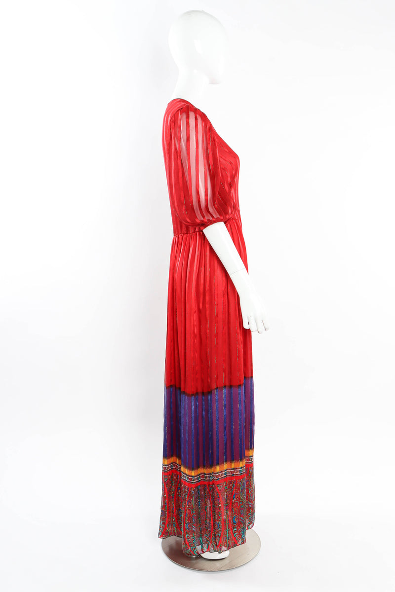 Vintage Soo Yung Lee Silk Column Stripe Maxi Dress mannequin side @ Recess LA