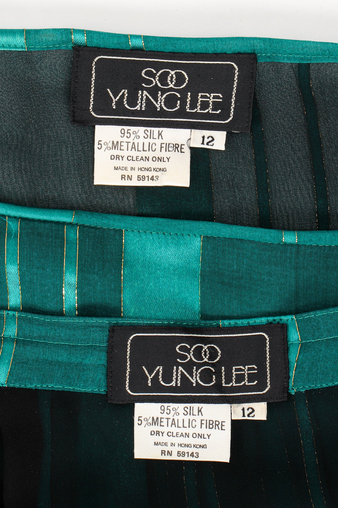 Vintage Soo Yung Lee Rainbow Ombré Chiffon Blouse & Skirt Set labels at Recess LA