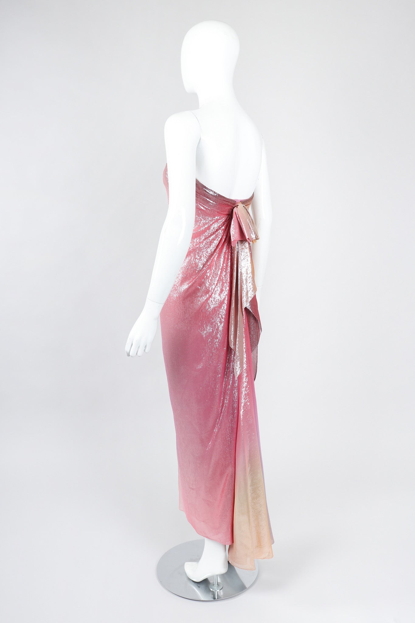 Recess Los Angeles Vintage Soo Yung Lee Iridescent Ombre Lamé Strapless Gown