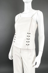 Vintage St. John Chained Leather Tank & Pant Set on mannequin crop at Recess LA