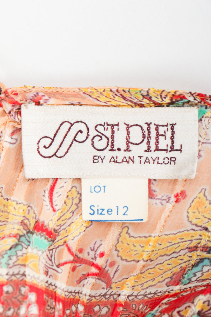 Vintage St. Piel Sheer Silk Chiffon Stripe Sarong Dress label at Recess