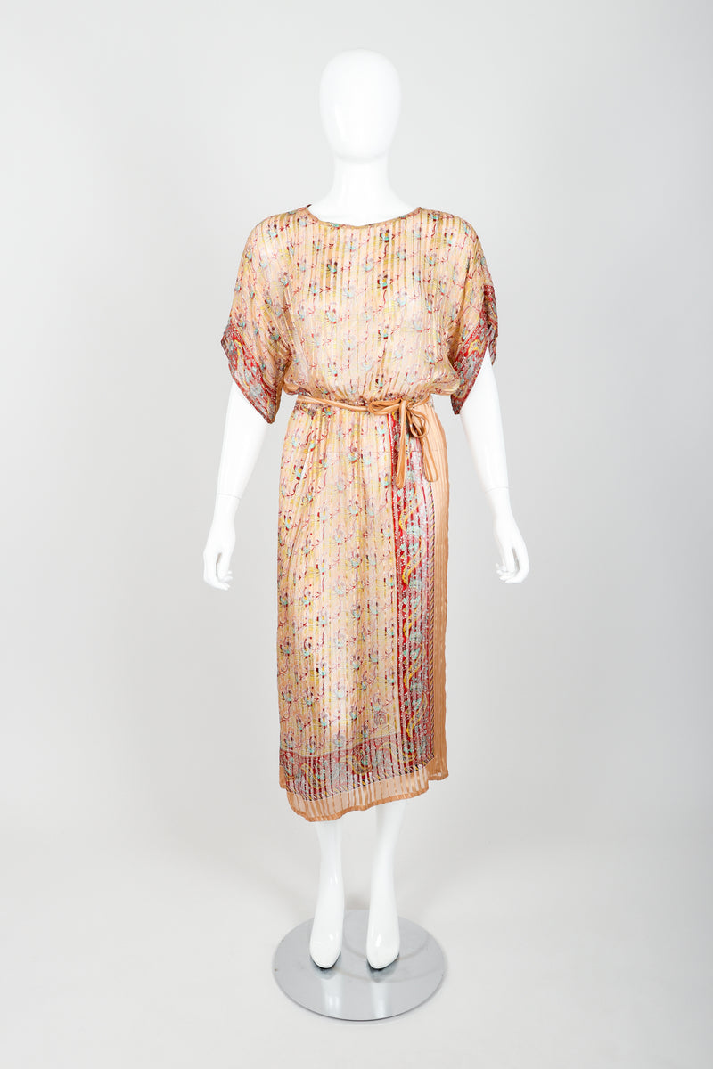 Vintage St. Piel Sheer Silk Chiffon Stripe Sarong Dress on Mannequin front at Recess