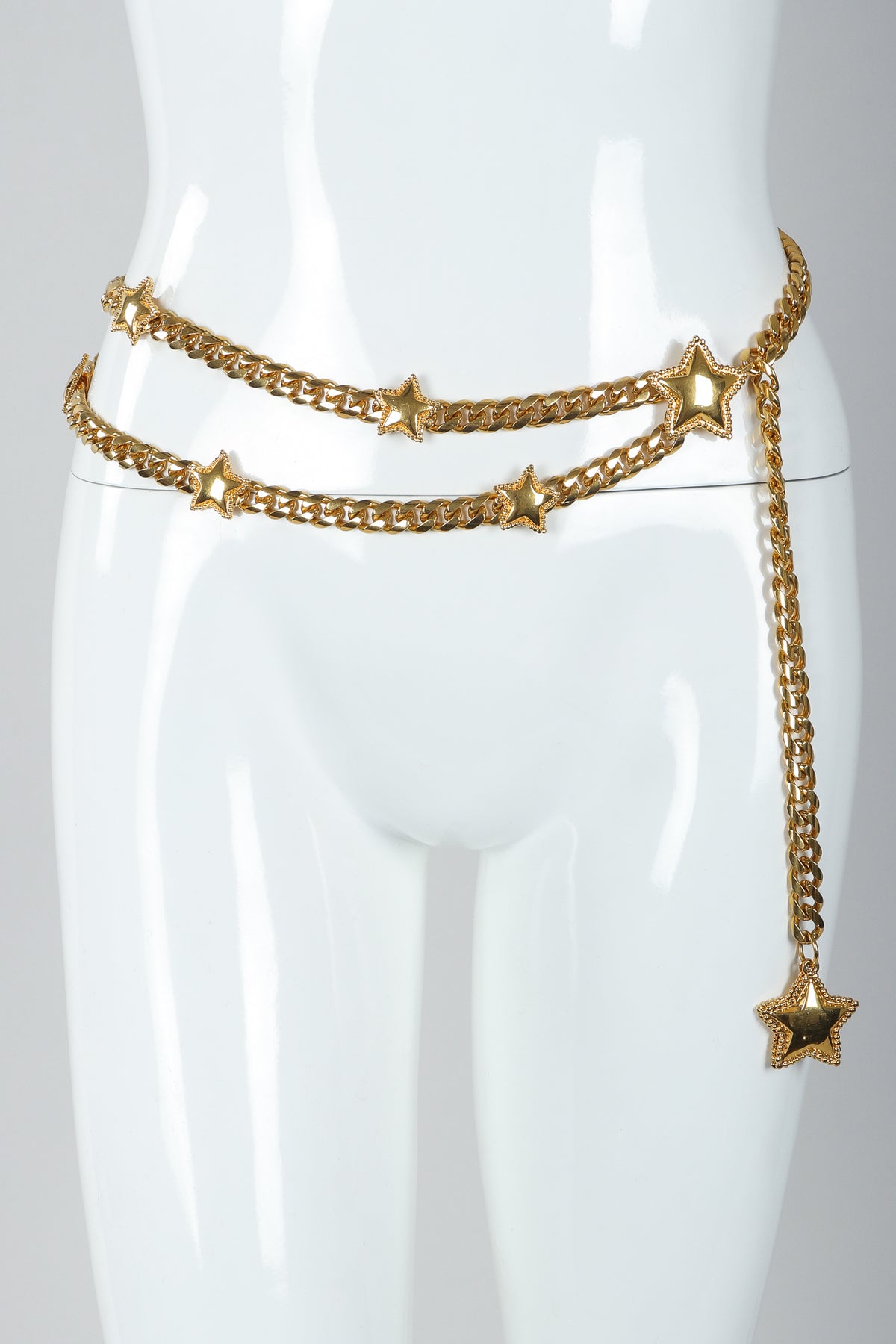 Vintage St. John Gold Star Draped Chain Belt Recess