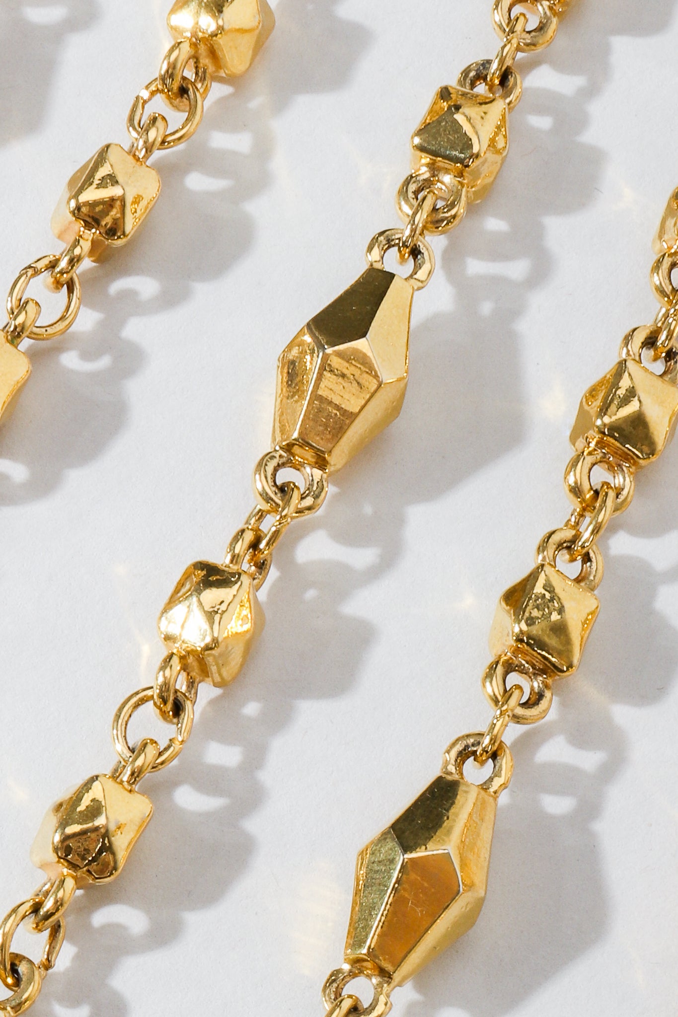 Vintage St. John Gold Faceted Diamond Rope Necklace Link Detail