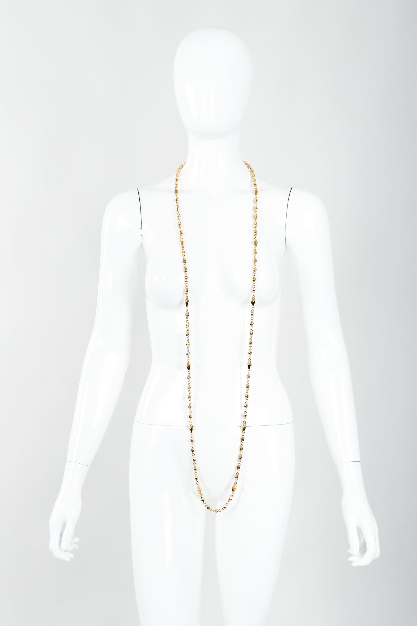 Vintage St. John Gold Faceted Diamond Rope Necklace Single Wrap on Mannequin at Recess