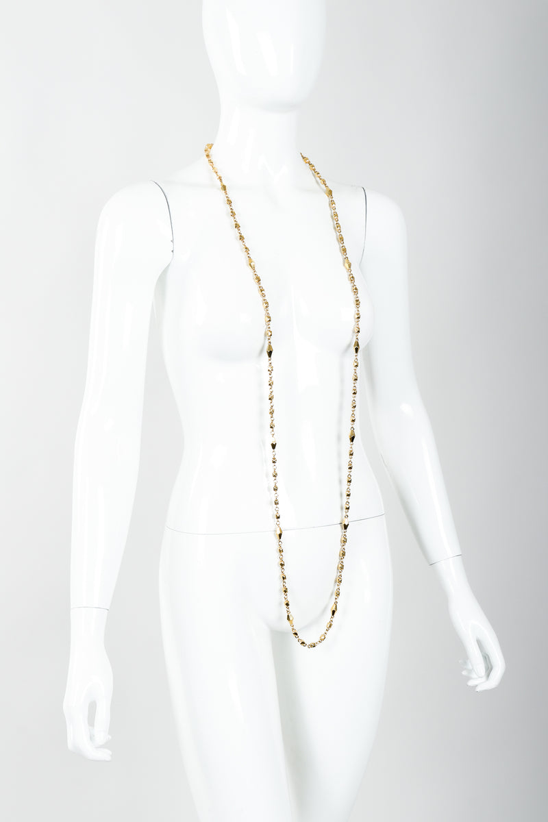 Vintage St. John Gold Faceted Diamond Rope Necklace Single Wrap on Mannequin at Recess