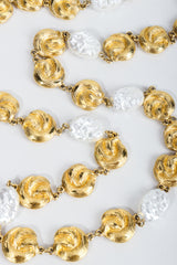 Vintage St. John Pearls & Gold Swirls Opera Necklace on Grey at Recess