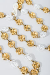 Vintage St. John Pearls & Gold Swirls Opera Necklace on Grey at Recess