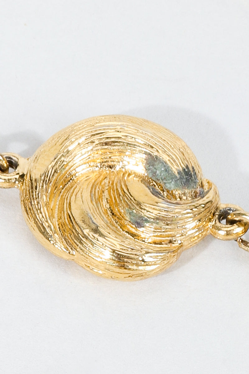 Vintage St. John Pearls & Gold Swirls Opera Necklace wear to finish