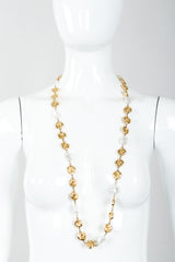 Vintage St. John Pearls & Gold Swirls Opera Necklace on Mannequin at Recess