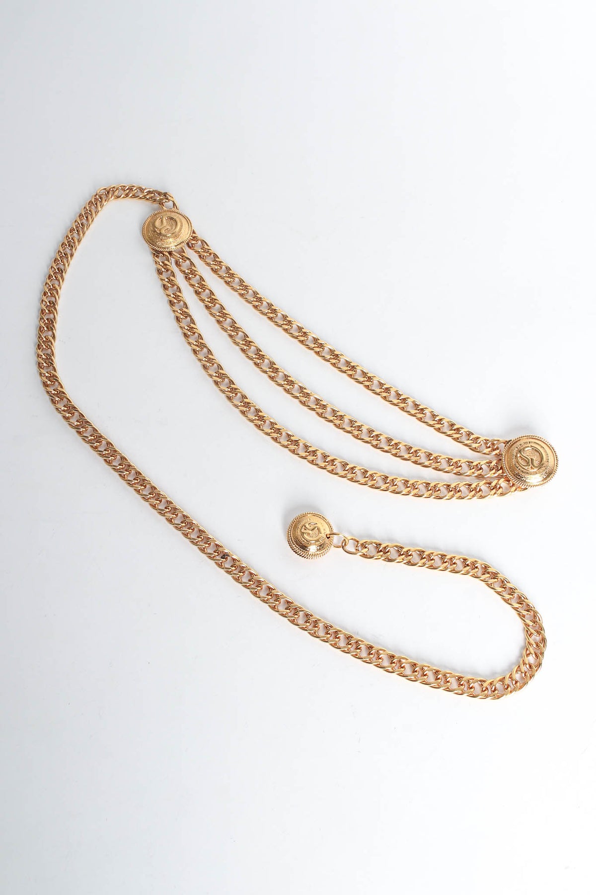 St John Gold Triple-Chain Waist Belt with Logo Medallion StJohngoldtriplestrandchainbel  main image 4