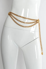 Vintage St. John Triple Chain Emblem Metal Belt on mannequin waist @ Recess Los Angeles