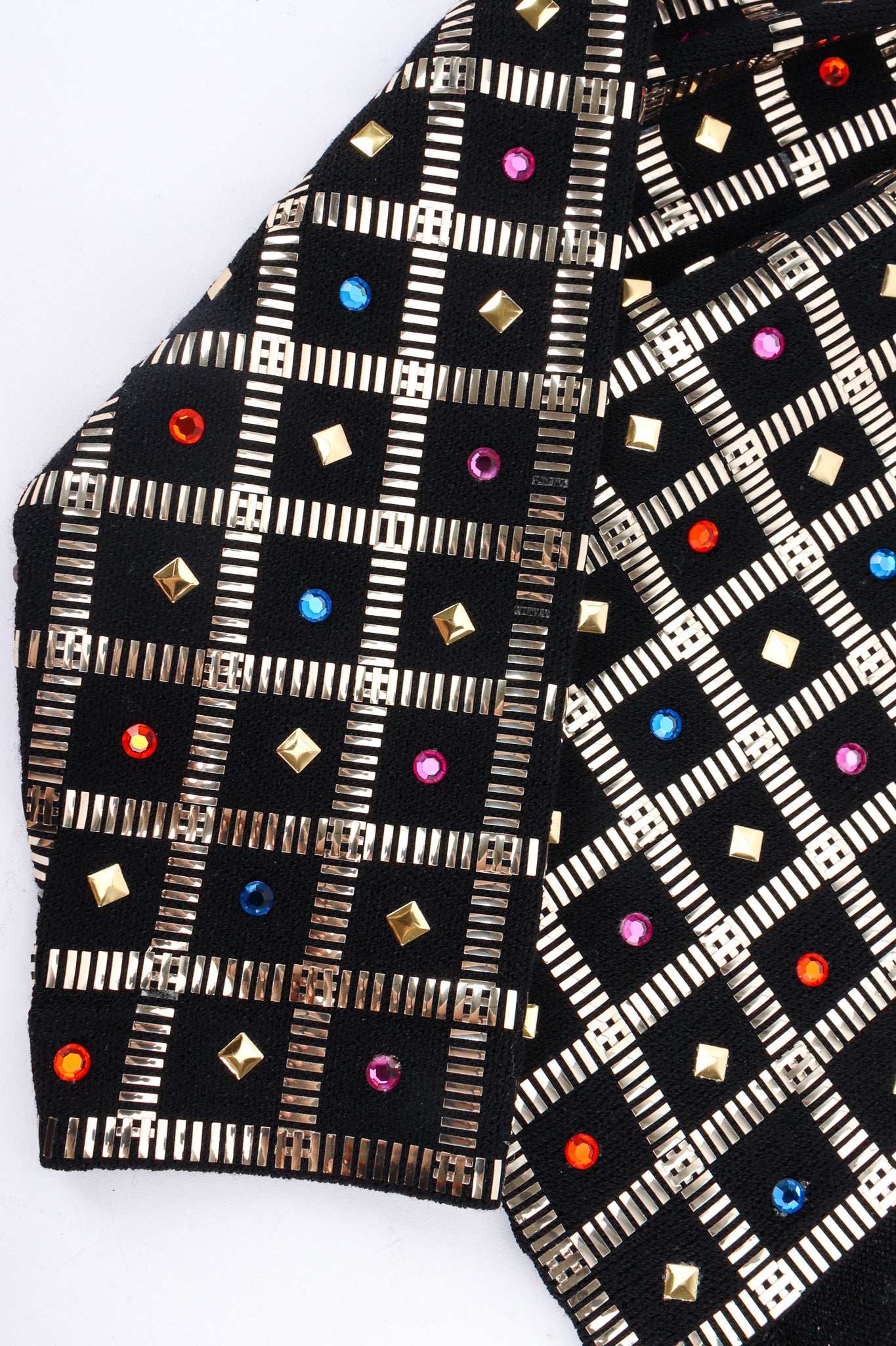 Vintage St. John Geo Rhinestone Checkered Jacket print/sleeve detail @ Recess LA