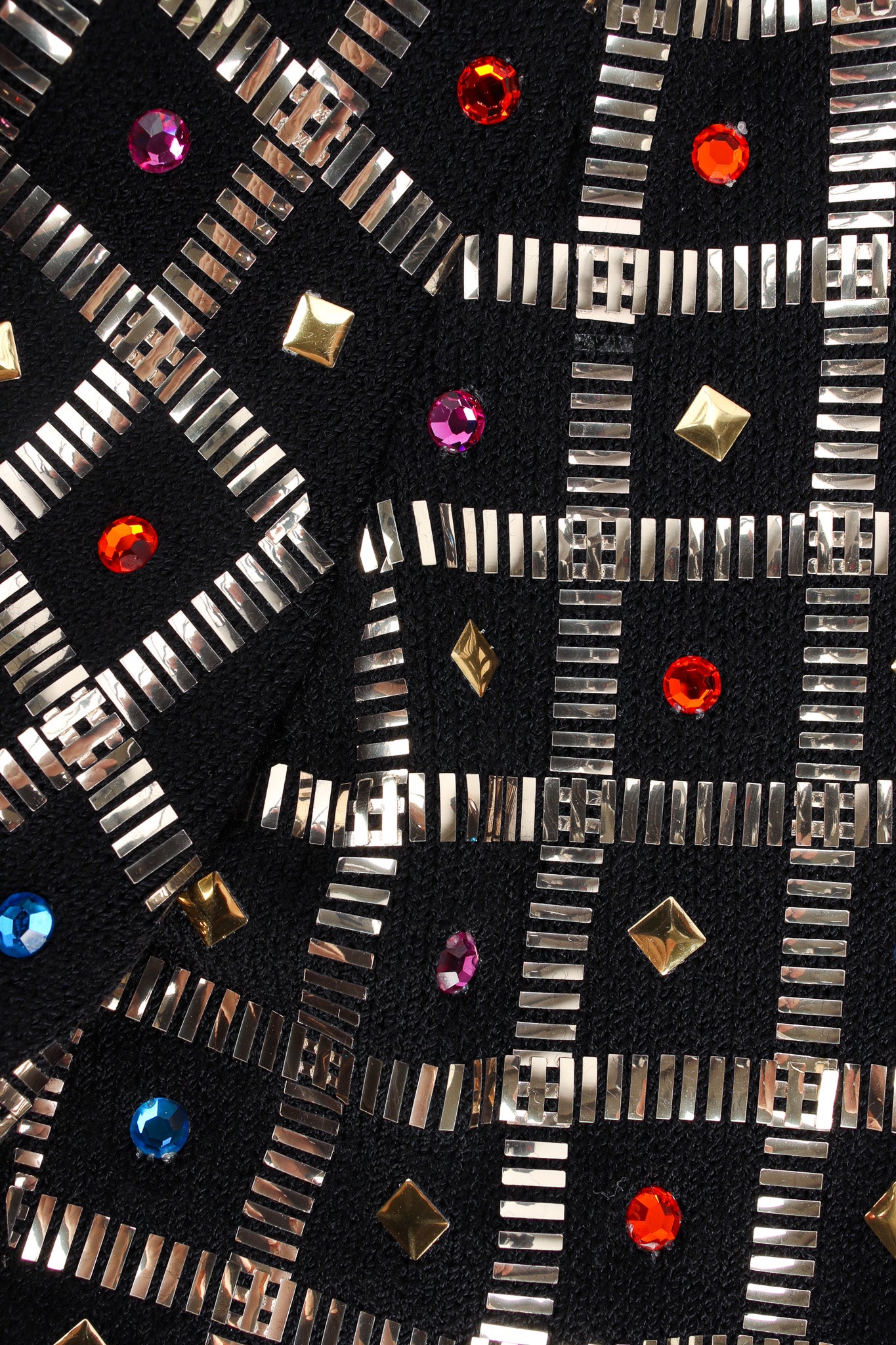 Vintage St. John Geo Rhinestone Checkered Jacket checker gems close up @ Recess LA