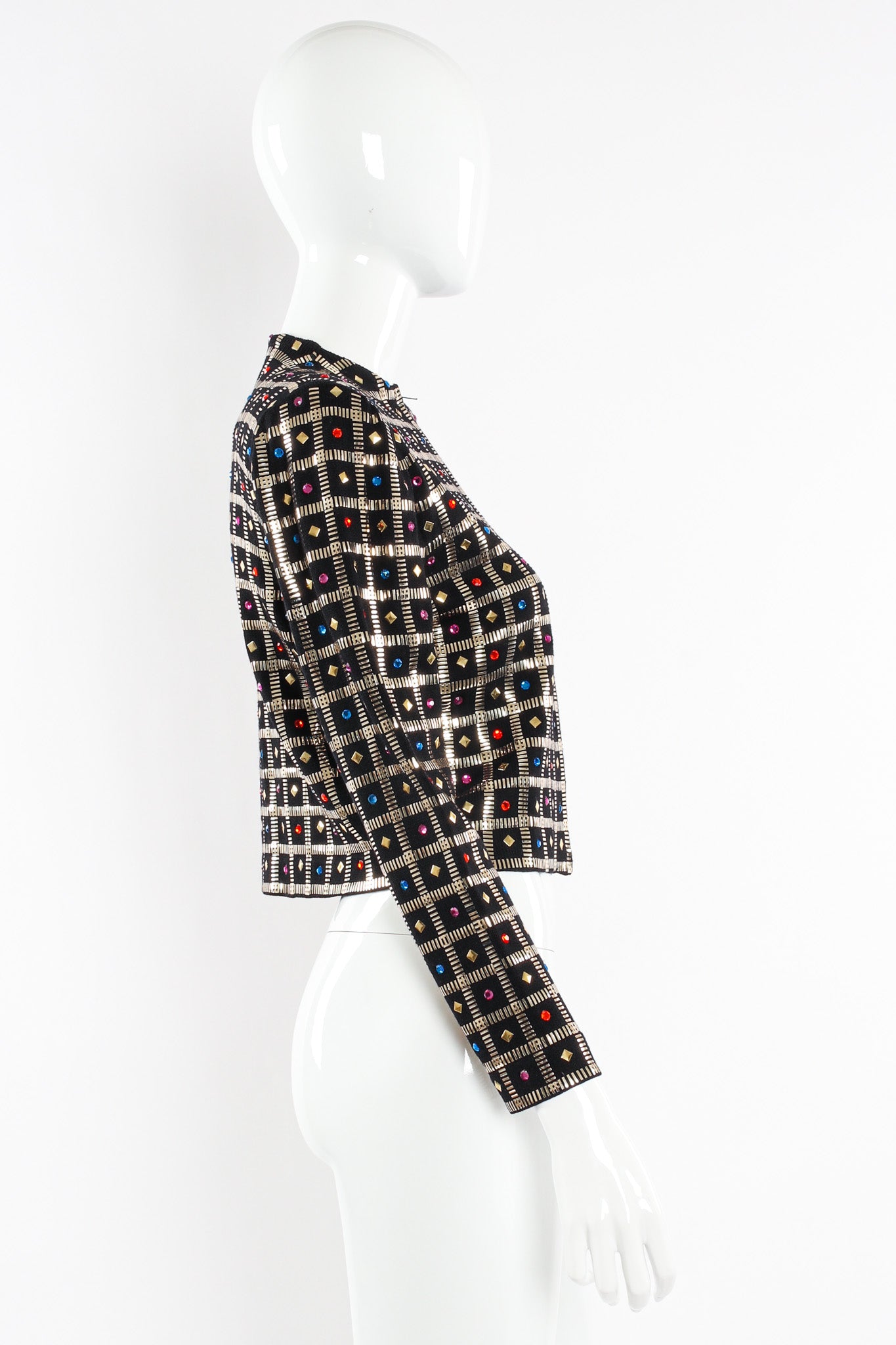 Vintage St. John Geo Rhinestone Checkered Jacket mannequin side @ Recess LA