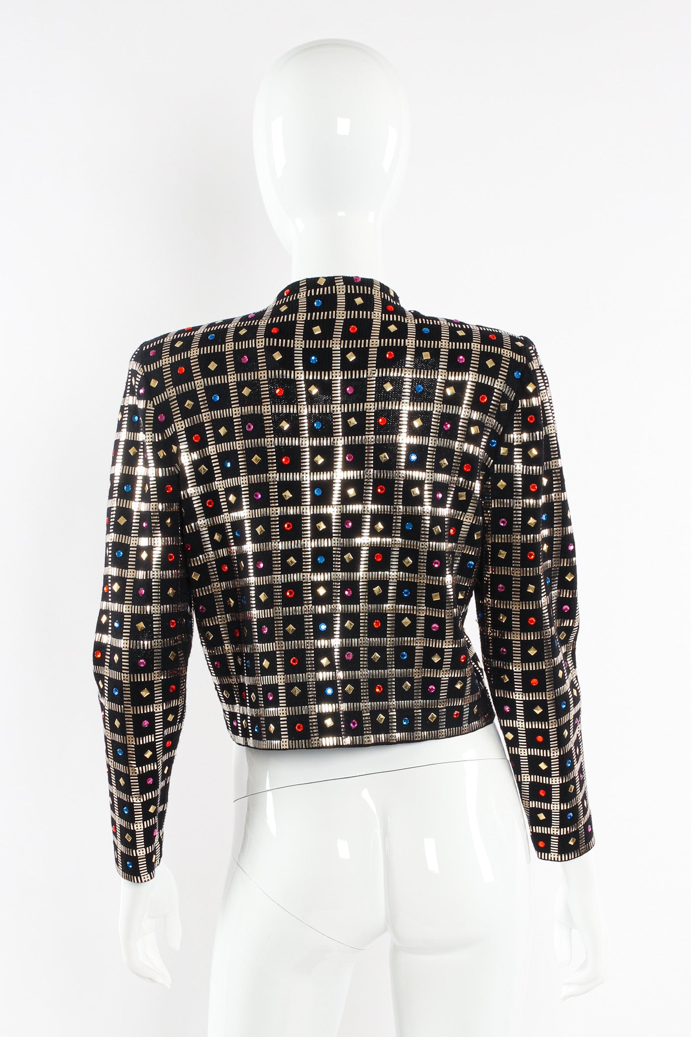 Vintage St. John Geo Rhinestone Checkered Jacket mannequin back @ Recess LA