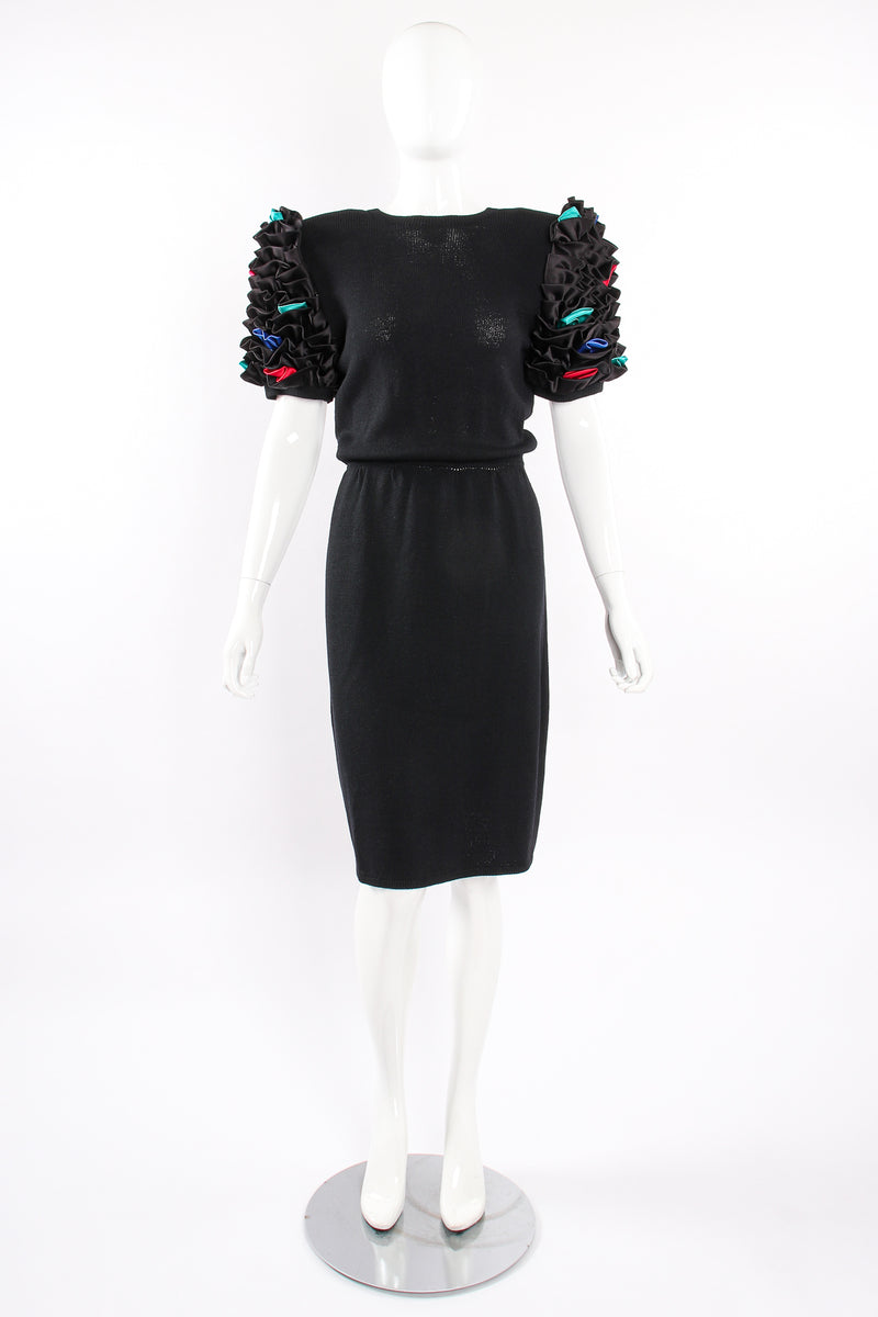 Vintage St John Ruffle Sleeve Knit Dress on Mannequin front at Recess Los Angeles