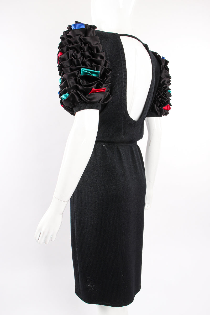 Vintage St John Ruffle Sleeve Knit Dress on Mannequin back angle at Recess Los Angeles