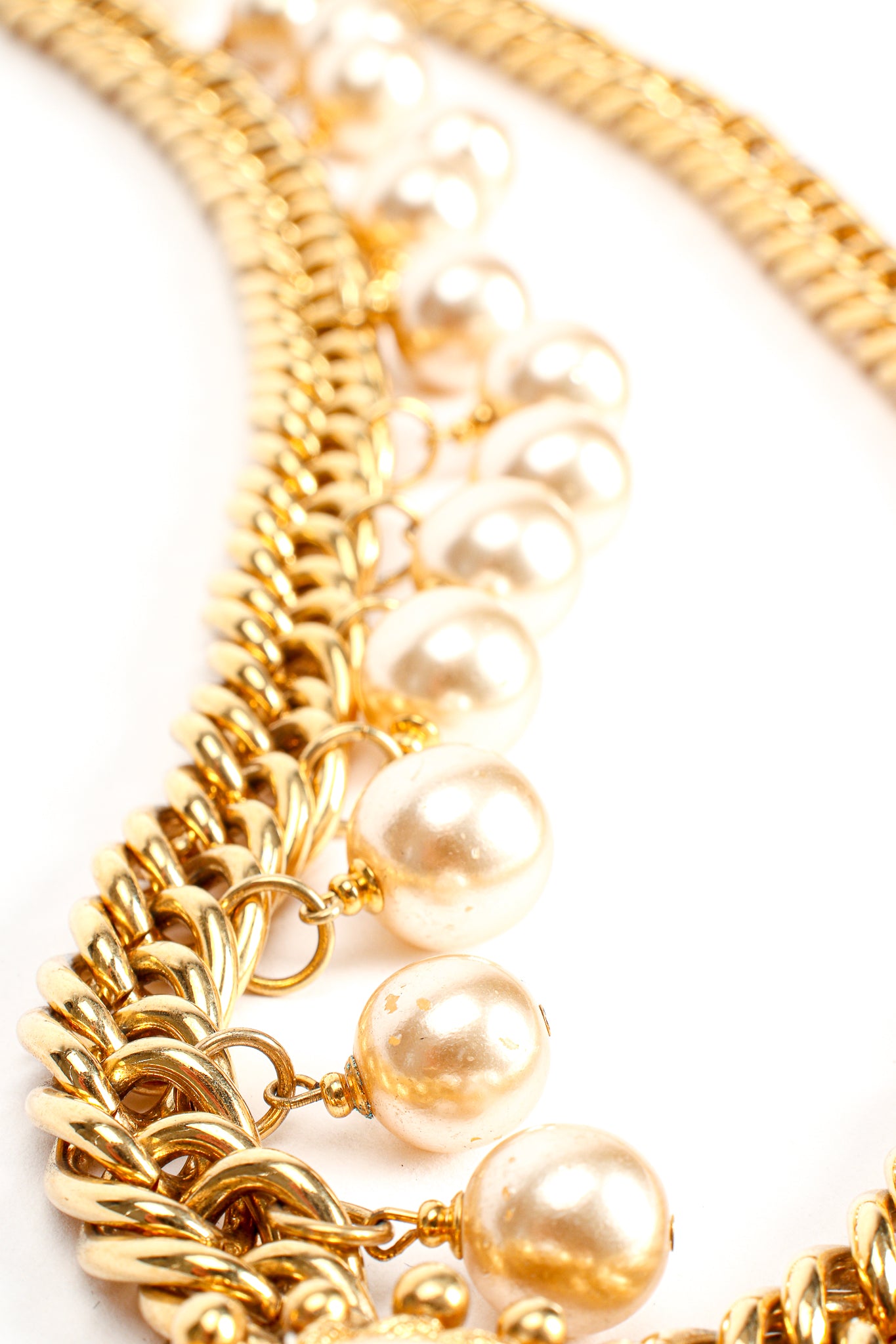 Vintage St. John Pearl Fringe Chain Belt pearl wear at Recess Los Angeles