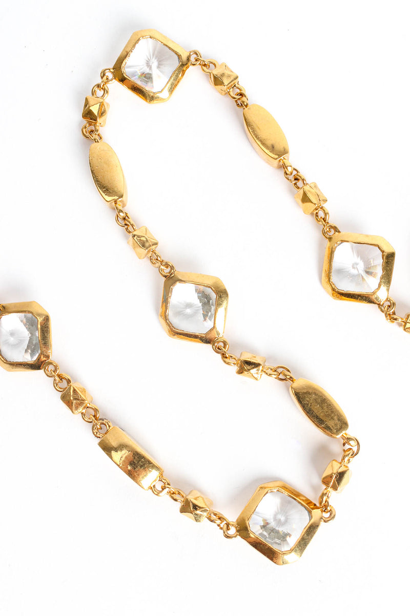 Vintage St. John Geometric Crystal Diamond Shape Necklace stone/charms close @ Recess LA