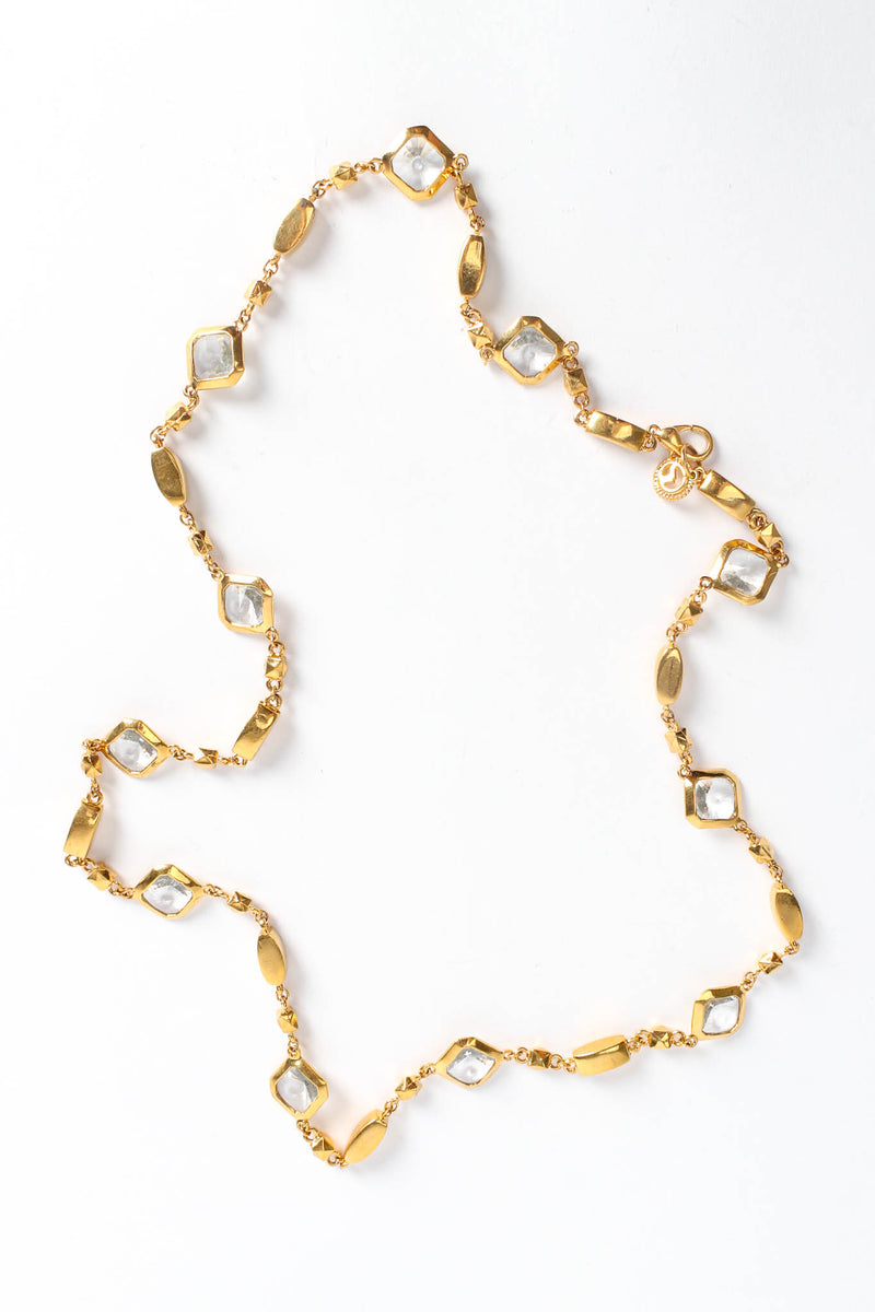 Vintage St. John Geometric Crystal Diamond Shape Necklace overall front @ Recess LA